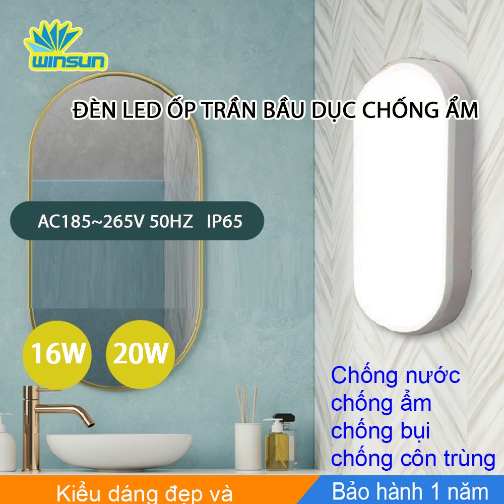 Đèn Led ốp trần bầu dục chống ẩm