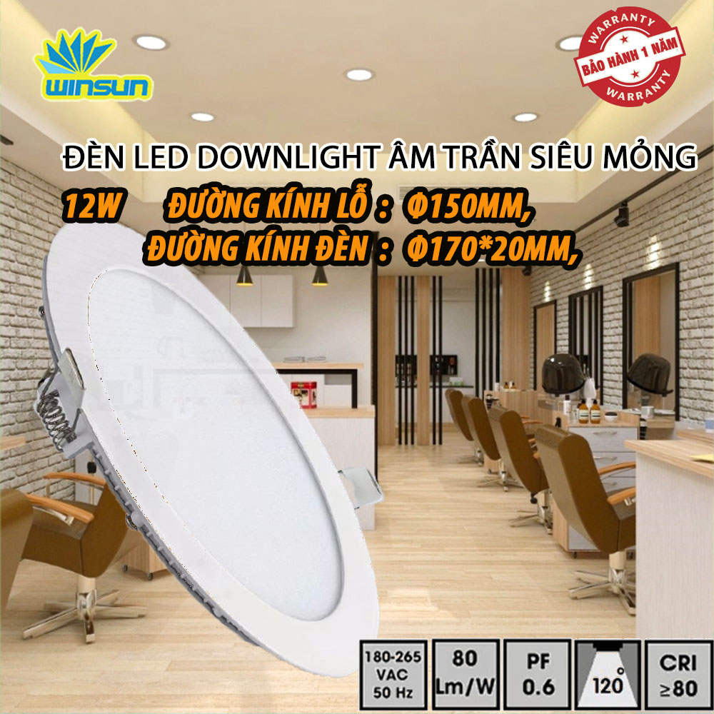 Đèn Led downlight âm trần siêu mỏng 12W