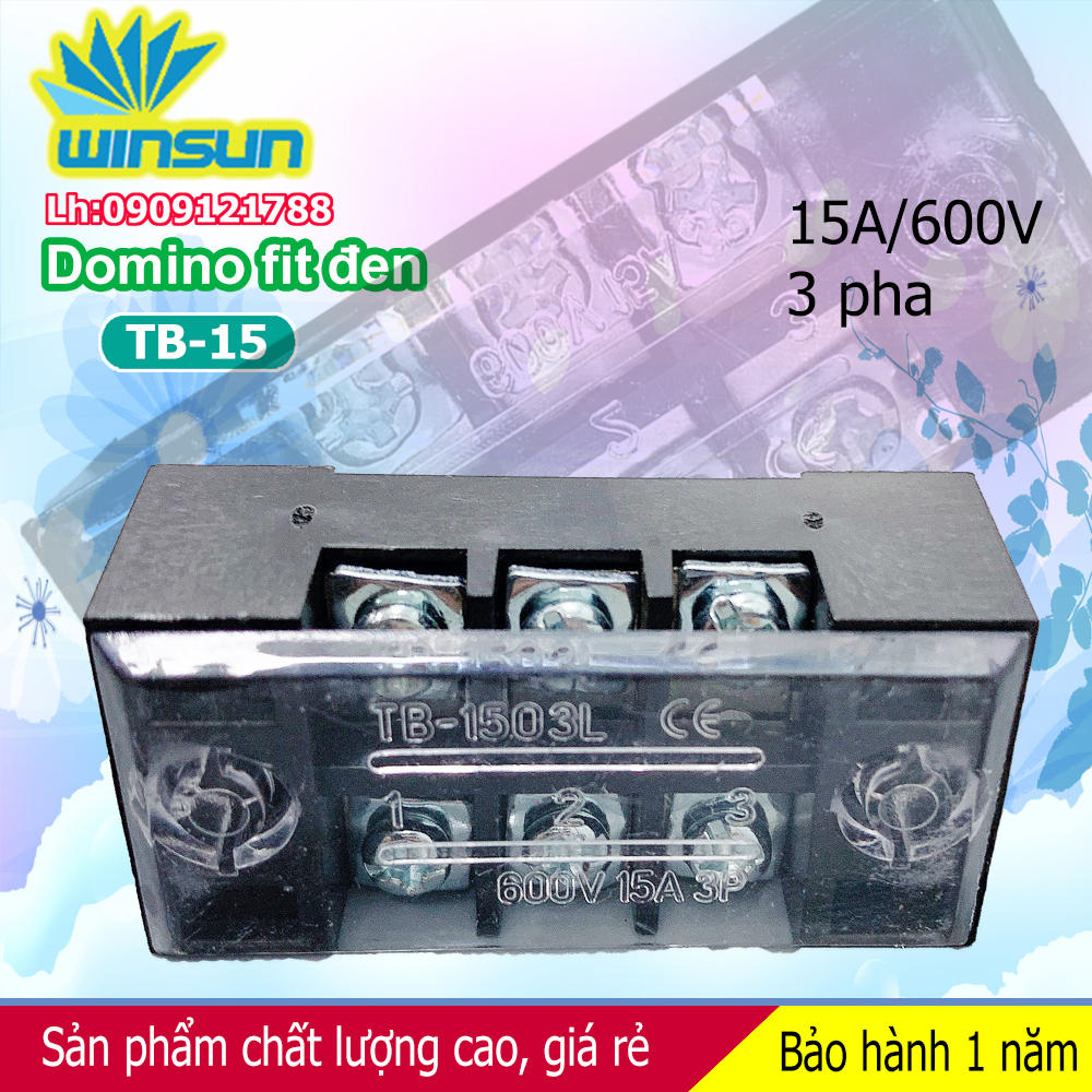 Domino khối fit đen 15A TB-15 Winsun