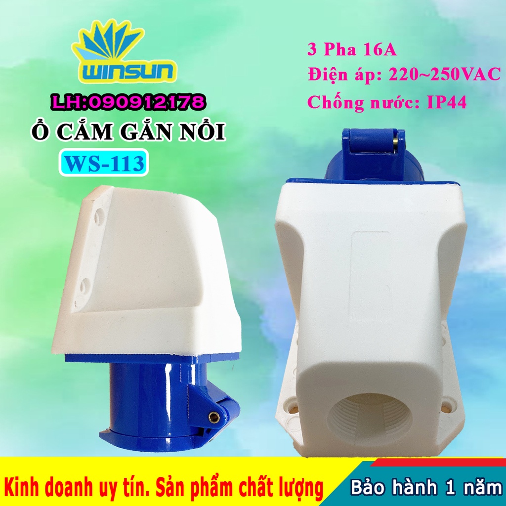 Ổ cắm gắn nổi 3 pha 16A, 32A Winsun