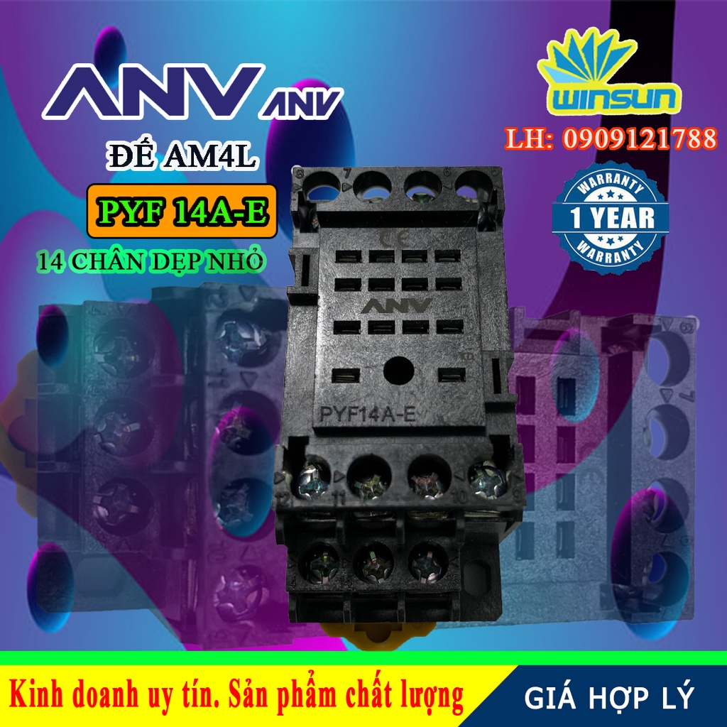 ANV Đế timer relay ANV PYF 14A-E 14 chân dẹp nhỏ Winsun