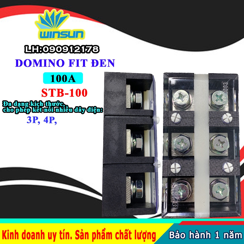 Domino khối fit đen 100A STB-100 Winsun