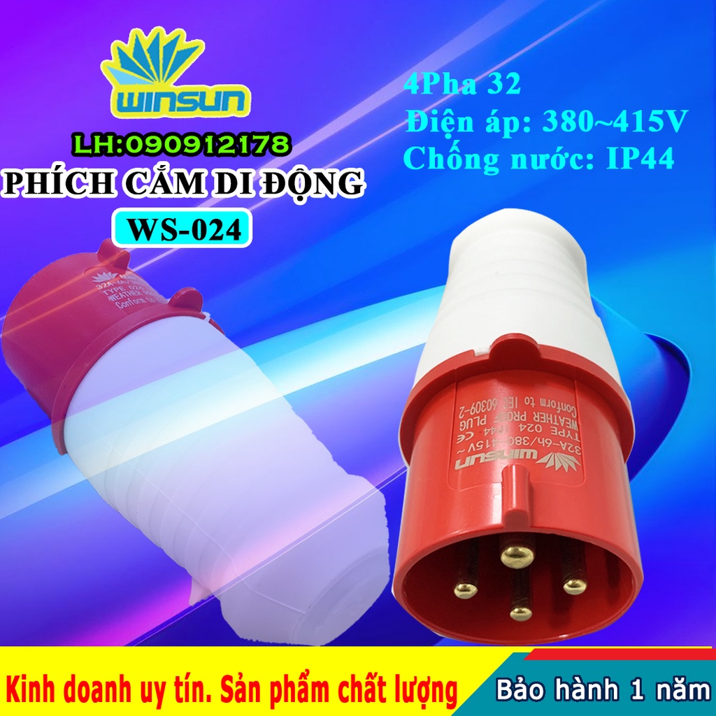 Phích cắm di động công nghiệp 4 pha 16A, 32A Winsun