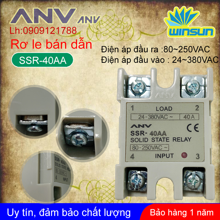 ANV Rơ le bán dẫn ANV SSR-40VA,40DA,40AA,40AA-H Winsun