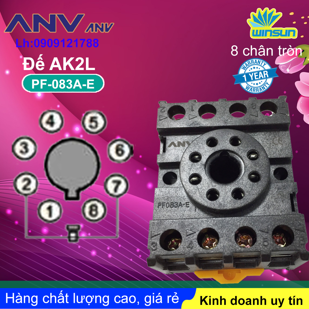 ANV Đế timer relay ANV PF 083A-E 8 chân tròn Winsun