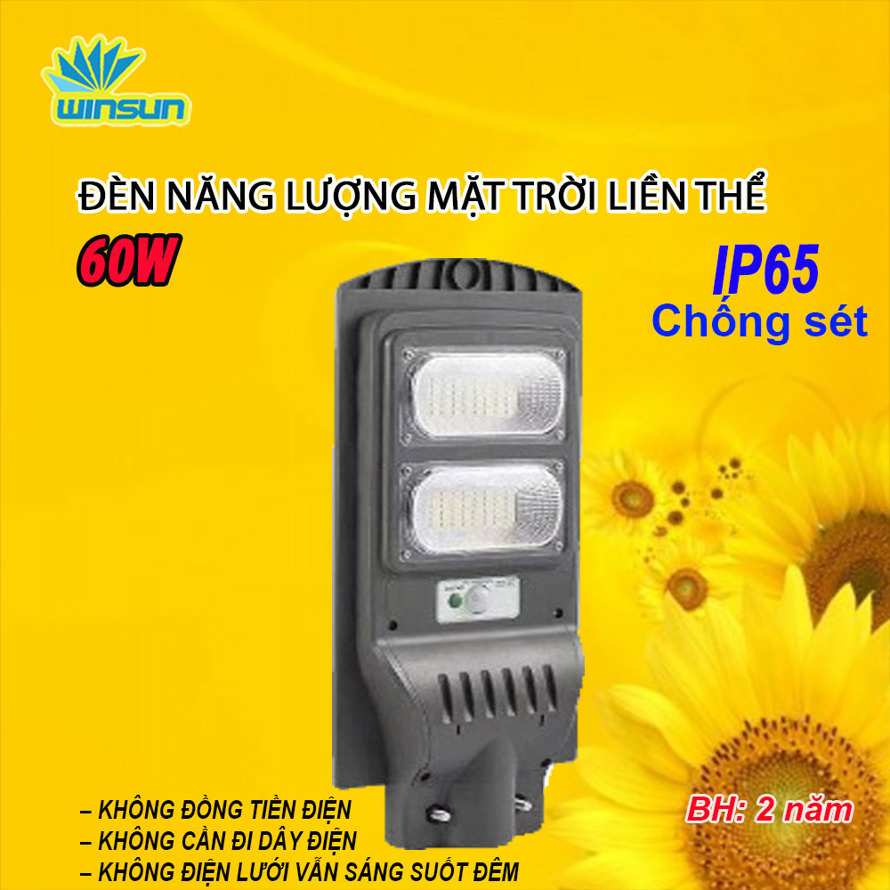 Đèn Năng Lượng Mặt Trời Liền Thể Chống Nước IP 67 60W