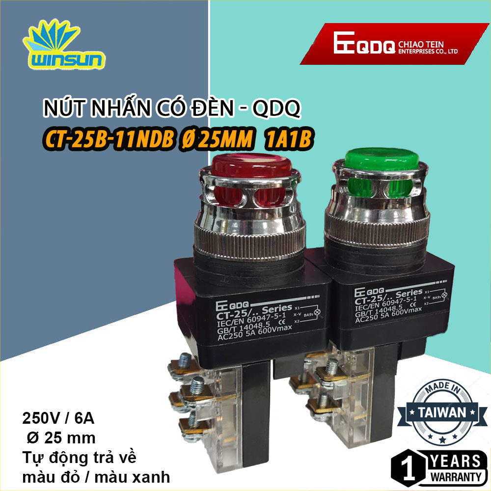 Nút nhấn có đèn QDQ CT-B Ø25,Ø30mm