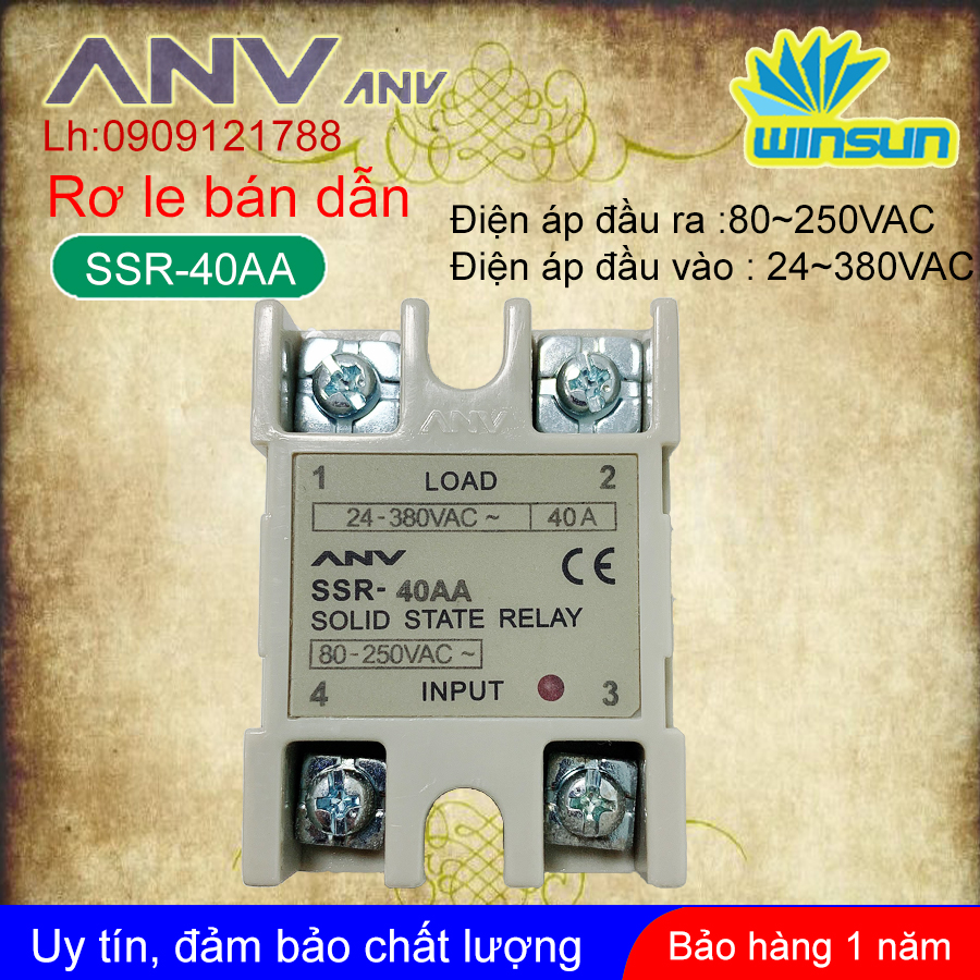 ANV Rơ le bán dẫn ANV SSR-40VA,40DA,40AA,40AA-H Winsun