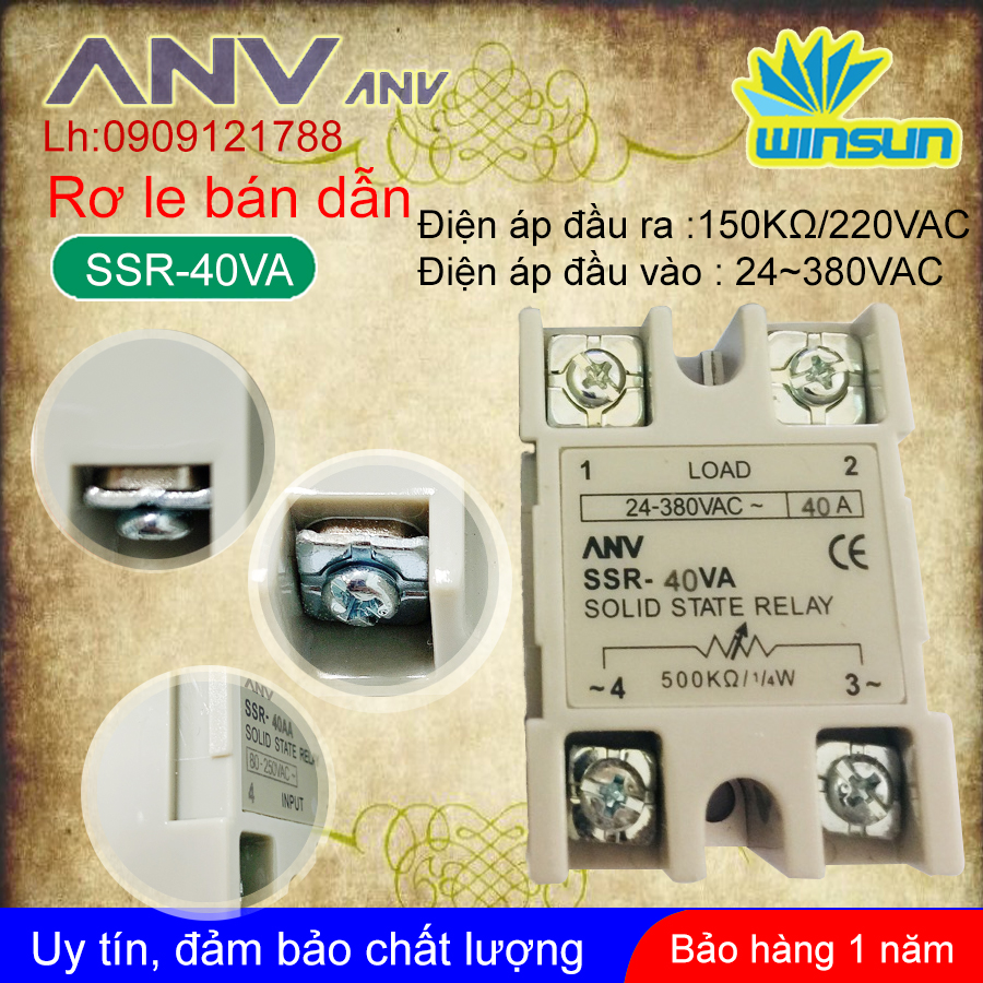 ANV Rơ le bán dẫn ANV SSR-40VA,40DA,40AA,40AA-H Winsun