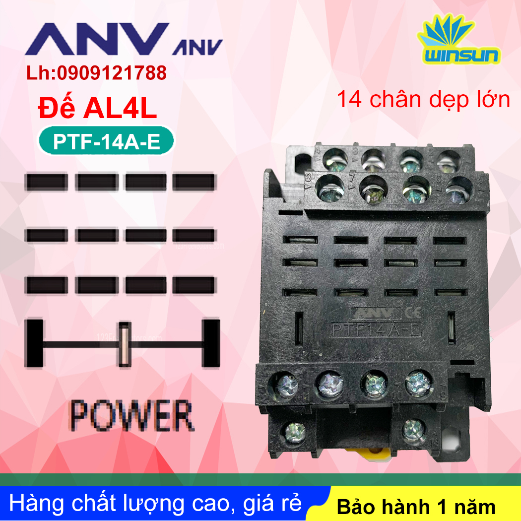 ANV Đế timer relay ANV PTF 14A-E 14 chân dẹp lớn Winsun