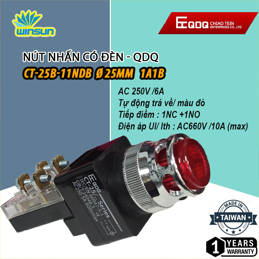 Nút nhấn có đèn QDQ CT-B Ø25,Ø30mm