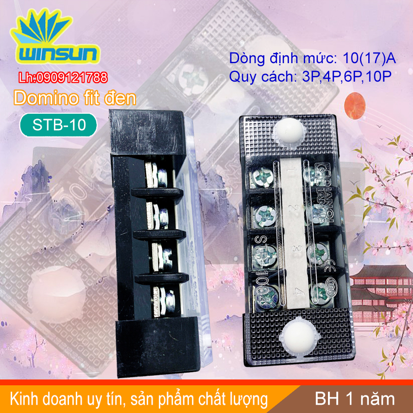 Domino khối fit đen 10A STB-10 Winsun