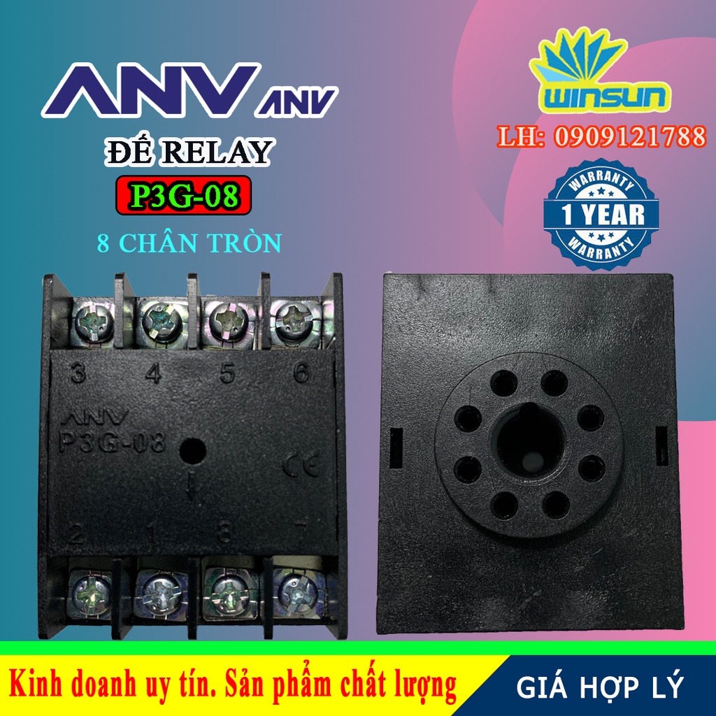 ANV Đế timer relay ANV P3G-08 8 chân tròn Winsun