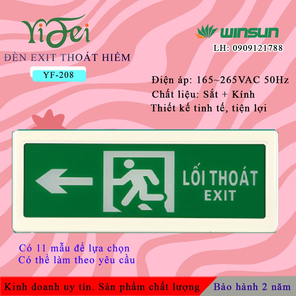 Đèn EXIT, Đèn thoát hiểm,Chỉ lối thoát 2 mặt Yifei (YF-208 Winsun )