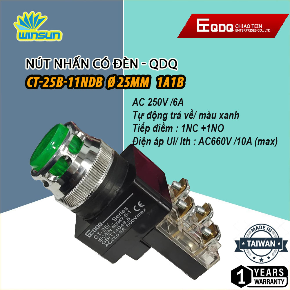 Nút nhấn có đèn QDQ CT-B Ø25,Ø30mm