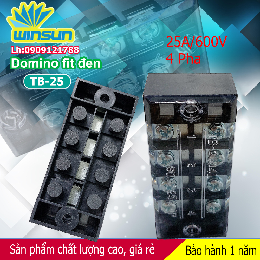 Domino khối fit đen 25A TB-25 Winsun