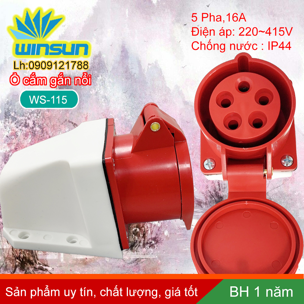 Ổ cắm gắn nổi 5 pha 16A, 32A Winsun