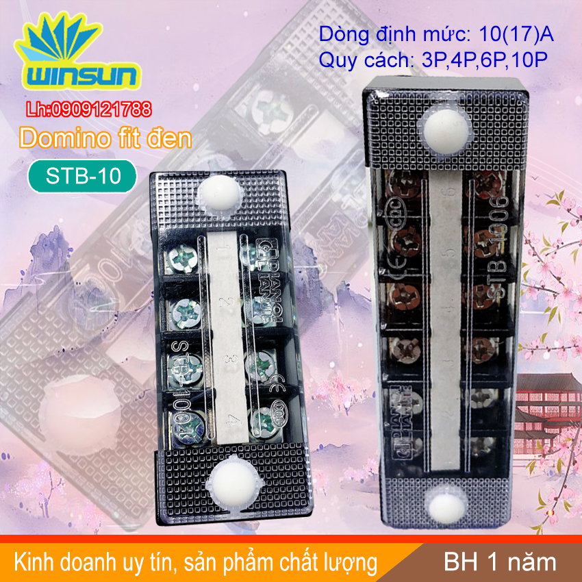 Domino khối fit đen 10A STB-10 Winsun