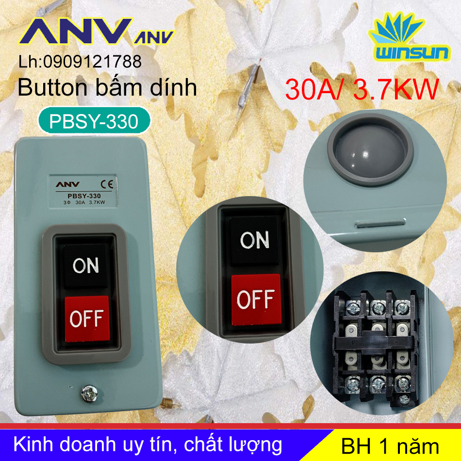 ANV Công tắc nút bấm dính 3 pha ANV PBSY-330 Winsun