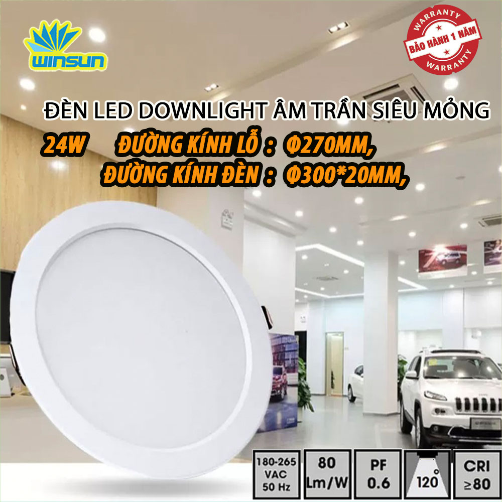 Đèn Led downlight âm trần siêu mỏng 24W 