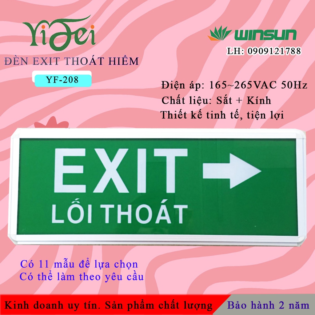 Đèn EXIT, Đèn thoát hiểm,Chỉ lối thoát 2 mặt Yifei (YF-208 Winsun )