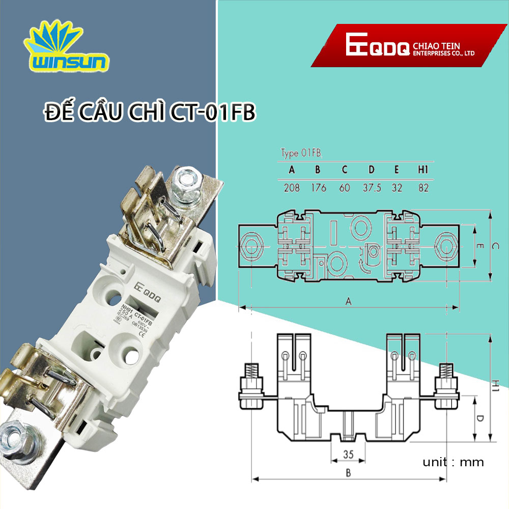 Cầu Chì Sứ Dạng Khối Vuông HRC QDQ 200,250A& Đế