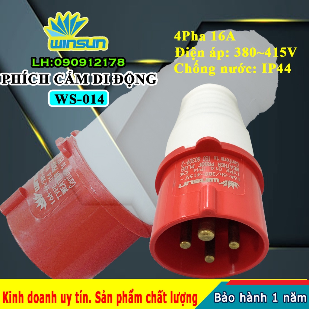 Phích cắm di động công nghiệp 4 pha 16A, 32A Winsun