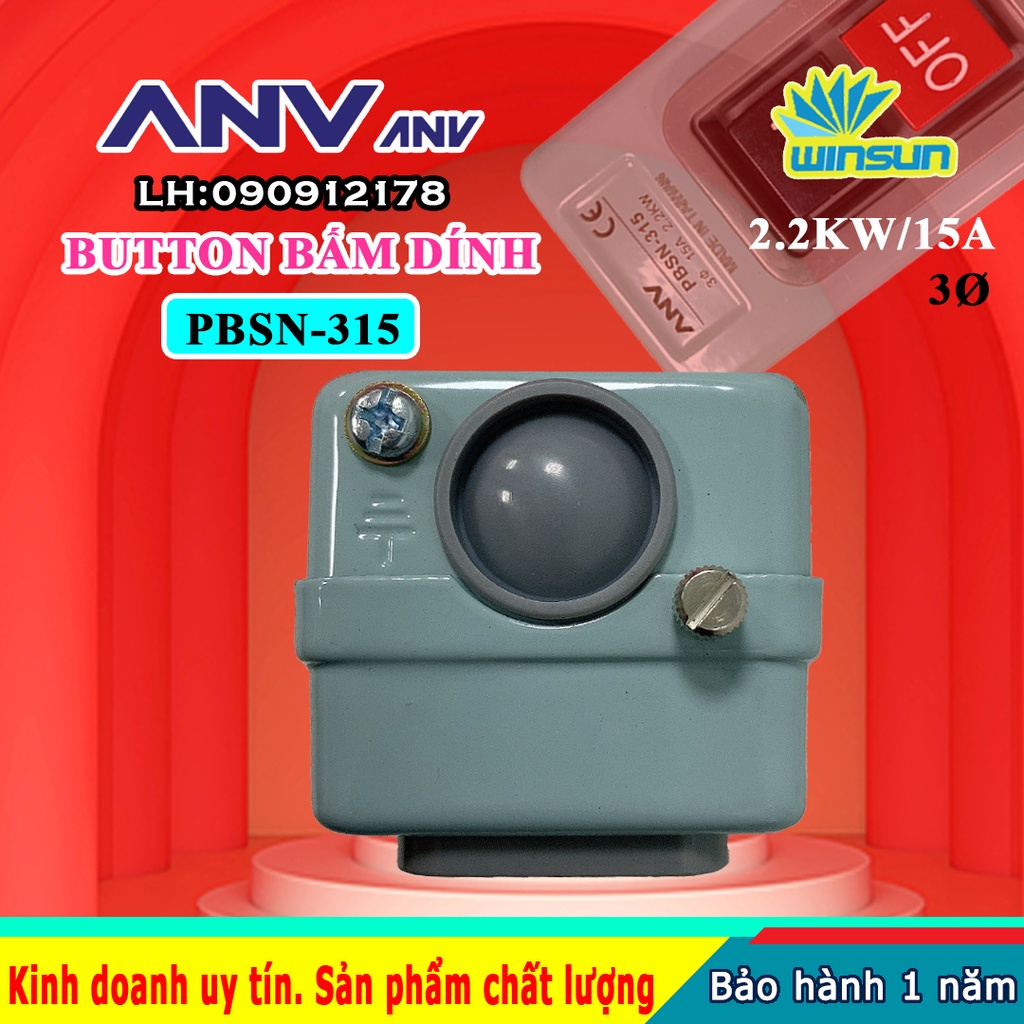 ANV Công tắc nút bấm dính  ANV 3 pha PBSN-315 Winsun