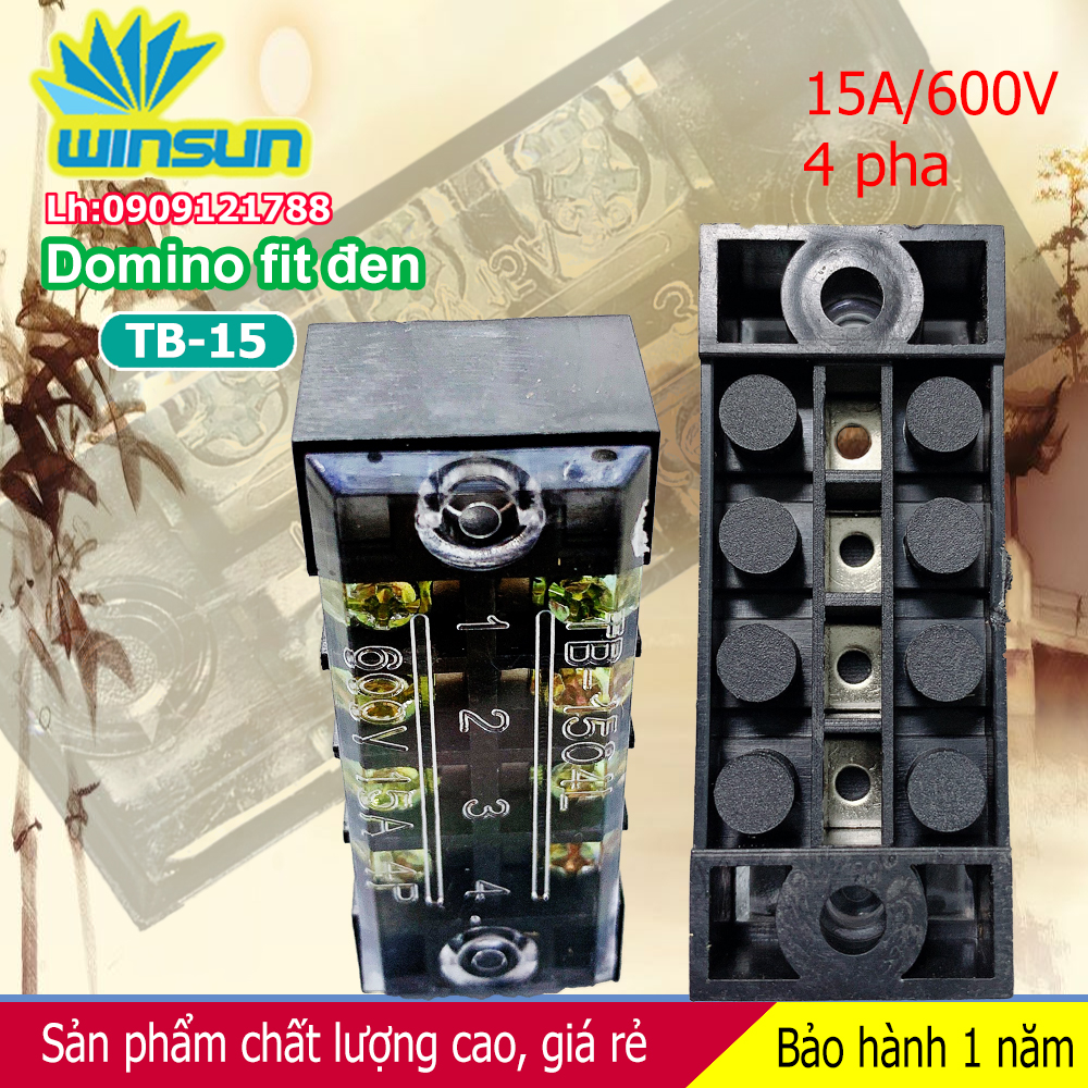 Domino khối fit đen 15A TB-15 Winsun