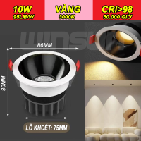 Đèn Led âm trần rọi chống chói Spotlight 7W.10W.12W CRI>98 lỗ khoét 75, chóa Đen