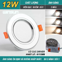 Đèn Led downlight âm trần 7W, 9W, 12W. Ánh sáng trắng, 3 màu. BH: 2 năm ( 1 đổi 1 )