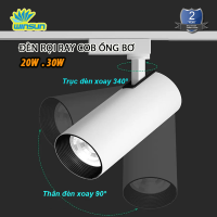          Đèn rọi ray COB ống bơ 20W, 30W BH: 2 năm ( 1 đổi 1 )