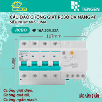 Cầu Dao Chống Giật RCBO 4P 6kA 30mA TENGEN