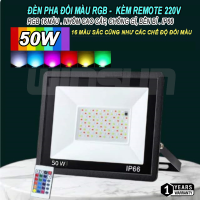 Đèn pha đổi màu 50W RGB kèm Remote 220V. BH: 2 năm ( 1 đổi 1 )