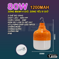 Bóng đèn tích điện. Đèn sạc dự phòng siêu sáng 100W.200W.300W. Tặng kèm dây sạc, màu trắng hiển thị dung lượng