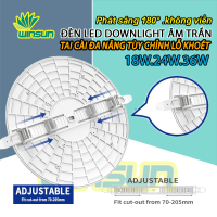 Đèn Led downlight âm trần 18W 24W 36W (tròn) phát sáng 180° không viền phù hợp mọi kích cỡ lỗ khoét-tùy chỉnh lỗ khoét. BH: 2 năm ( 1 đổi 1 )