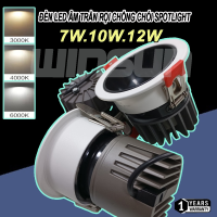 Đèn Led âm trần rọi chống chói Spotlight 7W.10W.12W CRI>98 lỗ khoét 75, chóa Đen
