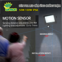 Đèn Pha Led Cảm Ứng Hồng Ngoại Ngoài Trời 50W.100W IP66 PIR cảm biến chuyển động. BH: 2 năm 1 đổi 1