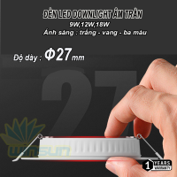 Đèn Led downlight âm trần 9W,12W, 18W, 24W (tròn)