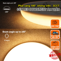 Đèn Led downlight âm trần 12W 24W 36W (tròn) Phát sáng 180° không viền 3 màu. BH: 2 năm ( 1 đổi 1 )