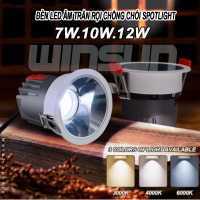 Đèn Led âm trần rọi chống chói Spotlight 7W.10W.12W CRI>98 lỗ khoét 75, chóa Đen