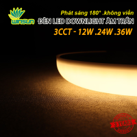 Đèn Led downlight âm trần 12W 24W 36W (tròn) Phát sáng 180° không viền 3 màu. BH: 2 năm ( 1 đổi 1 )
