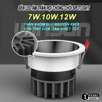 Đèn Led âm trần rọi chống chói Spotlight 7W.10W.12W CRI>98 lỗ khoét 75, chóa Đen