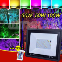 Đèn pha đổi màu 50W RGB kèm Remote 220V. BH: 2 năm ( 1 đổi 1 )
