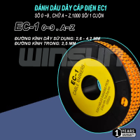 Đánh Dấu Dây Cáp Điện EC1 Số 0 ~9 , A ~ Z,1000 số/ 1 cuộn