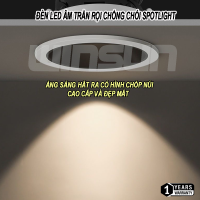 Đèn Led âm trần rọi chống chói Spotlight 7W.10W.12W CRI>98 lỗ khoét 75, chóa Đen