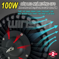 Đèn LED nhà xưởng mini 100W ánh sáng trắng Chiếu sáng công nghiệp chống bụi chống nước treo trần BH: 2 năm ( 1 đổi 1 )