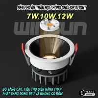 Đèn Led âm trần rọi chống chói Spotlight 7W.10W.12W CRI>98 lỗ khoét 75, chóa Đen