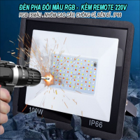 Đèn pha đổi màu 50W RGB kèm Remote 220V. BH: 2 năm ( 1 đổi 1 )