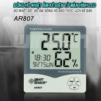 Đồng hồ nhiệt ẩm kế điện tử AR807 đo nhiệt độ phòng, độ ẩm, nhiệt ẩm kế điện tử kiêm đồng hồ báo thức màn hình LCD